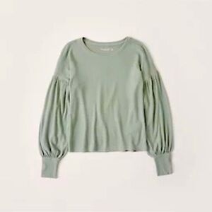 Abercrombie Mint Green Long-Sleeve Puff Sleeve Top